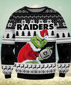 Las Vegas Raiders Grinch Football Ugly Christmas Sweater Xmas 3D Printed Christmas Sweater Gift