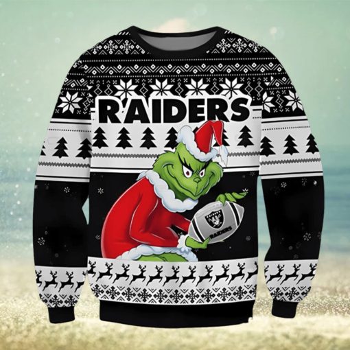 Las Vegas Raiders Grinch Football Ugly Christmas Sweater Xmas 3D Printed Christmas Sweater Gift