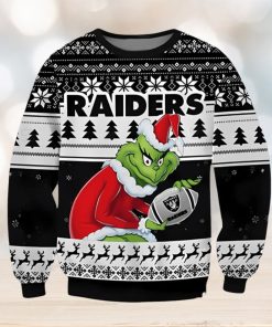 Las Vegas Raiders Grinch Football Ugly Christmas Sweater Xmas 3D Printed Christmas Sweater Gift