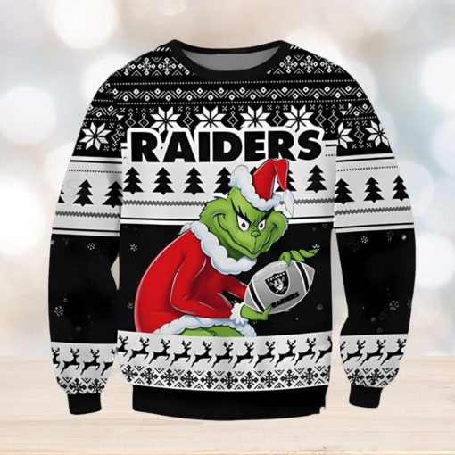 Las Vegas Raiders Grinch Football Ugly Christmas Sweater Xmas 3D Printed Christmas Sweater Gift