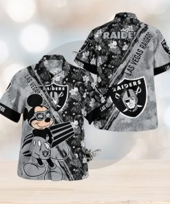 Las Vegas Raiders Mickey Mouse Floral Short Sleeve Hawaii Shirt