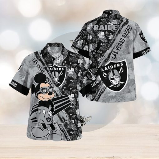 Las Vegas Raiders Mickey Mouse Floral Short Sleeve Hawaii Shirt