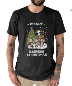 Las Vegas Raiders Snoopy Family Christmas Tree shirt