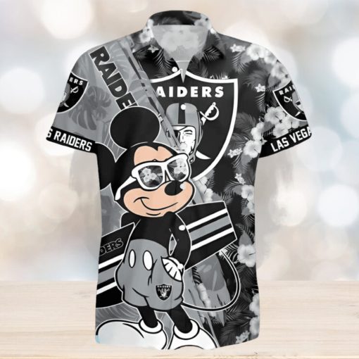 Las Vegas Raiders Surfing Mickey All Over Printed Hawaiian Shirt