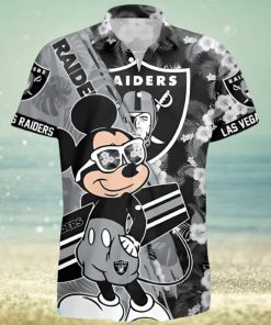 Las Vegas Raiders Surfing Mickey All Over Printed Hawaiian Shirt