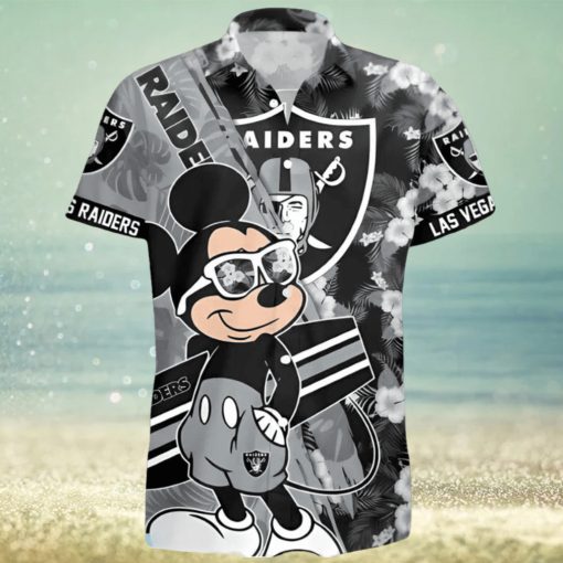 Las Vegas Raiders Surfing Mickey All Over Printed Hawaiian Shirt