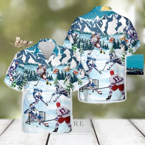 Let’S Play Ice Hockey Christmas Hawaiian Shirt