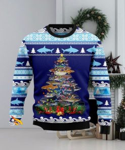 Lights Christmas Tree Santa Shark Christmas Ugly Sweater 3D