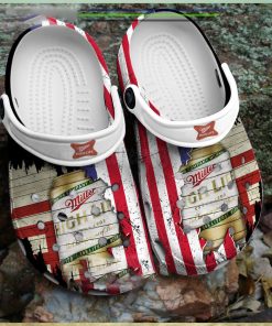 Limitted Edition Usa Flag Pattern Miller High Life Crocs Clog Shoes