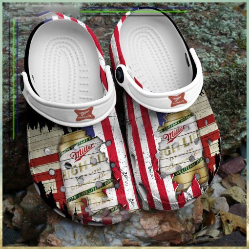 Limitted Edition Usa Flag Pattern Miller High Life Crocs Clog Shoes