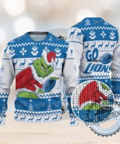 Lions Ugly Sweater Pine Trees And Reindeer Grinch Football Ugly Sweater American Football Ugly Sweater