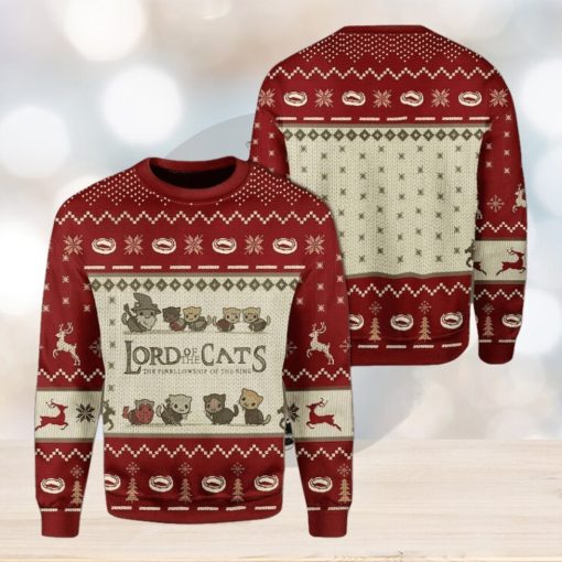 Lord Of The Cats Fellowship Christmas Ugly Sweater Funny For Men And Women