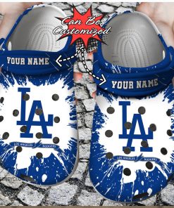 Los Angeles Dodgers Baseball Team Customized Name Comfort Crocs Clogs Shoes