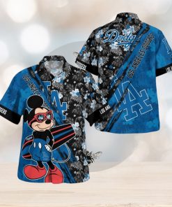 Los Angeles Dodgers Mickey Mouse Floral Short Sleeve Hawaii Shirt