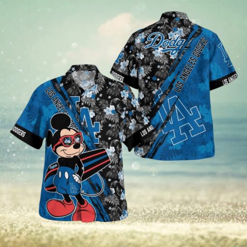 Los Angeles Dodgers Mickey Mouse Floral Short Sleeve Hawaii Shirt