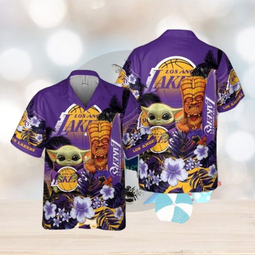 Los Angeles Lakers Baby Yoda National Basketball Association Aop Hawaiian Shirt For Men Women