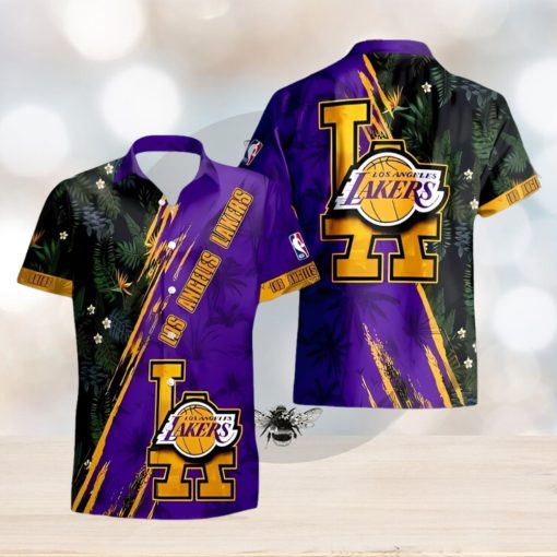 Los Angeles Lakers NBA Champions Floral Pattern 3D Aloha Hawaiian Shirt