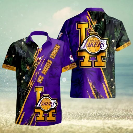 Los Angeles Lakers NBA Champions Floral Pattern 3D Aloha Hawaiian Shirt