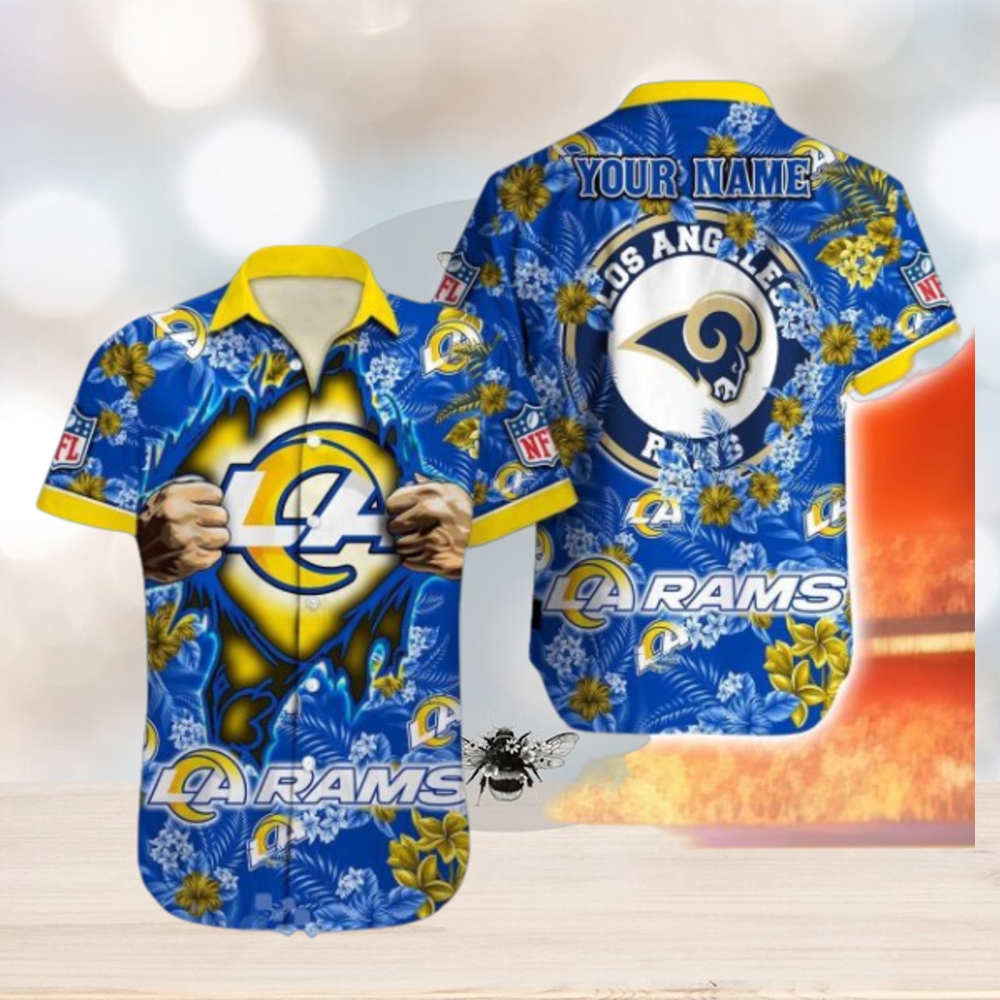 Los Angeles Rams NFL All Over printed 3D Hawaiian Shirt Custom Name Los Angeles Rams NFL All Over printed 3D Hawaiian Shirt Custom Name