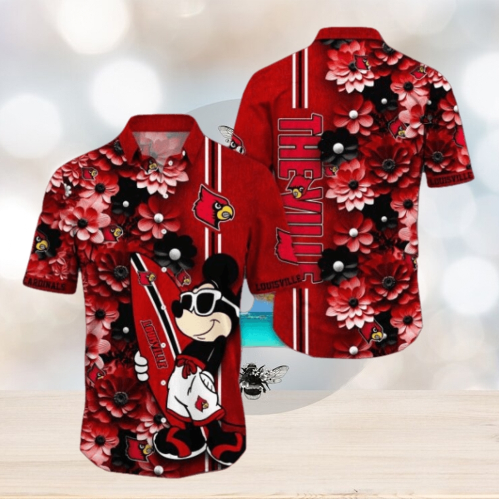 Louisville Cardinals Hawaiian Shirt Mickey Love Surfing Trending Summer Gift Louisville Cardinals Hawaiian Shirt Mickey Love Surfing Trending Summer Gift