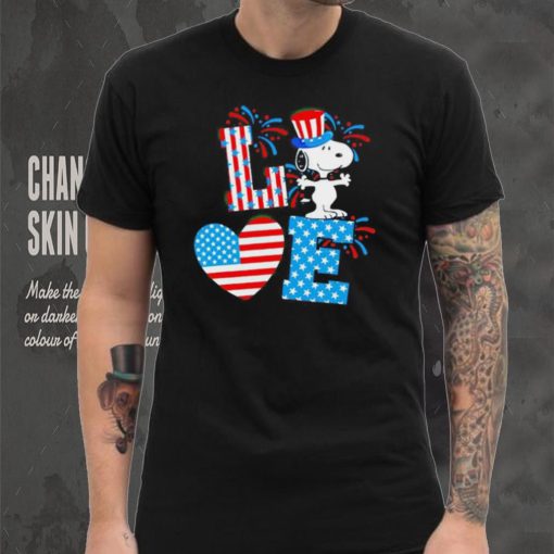 Love Snoopy Peanuts USA flag shirt