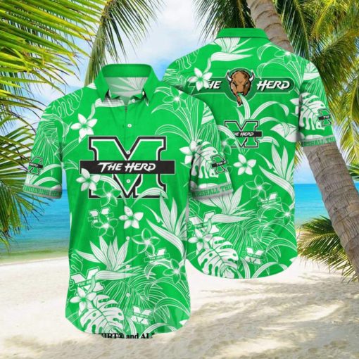 MARSHALL THUNDERING HERD NCAA FLORAL FULL PRINTING 3D HAWAIIAN SHIRT