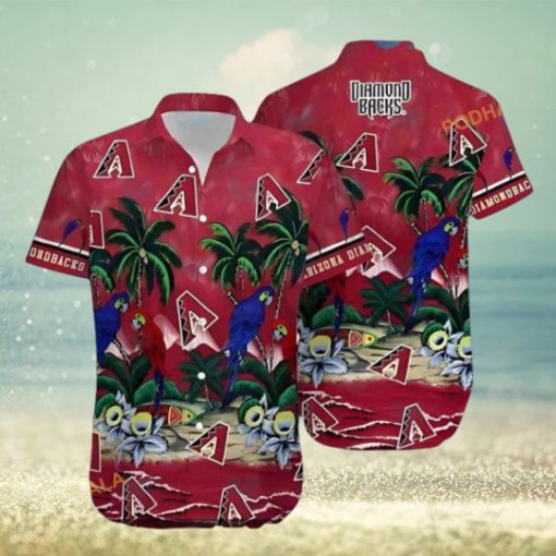 MLB Arizona Diamondbacks Hawaiian Shirt, Parrot & Palm Tree Design