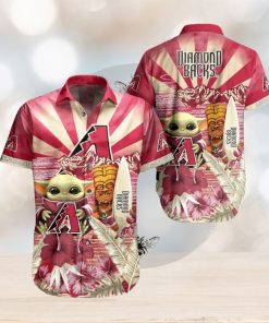 MLB Arizona Diamondbacks Red Gold Baby Yoda New Design Hawaiian Shirt