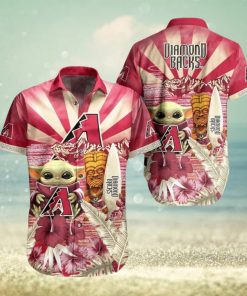 MLB Arizona Diamondbacks Red Gold Baby Yoda New Design Hawaiian Shirt