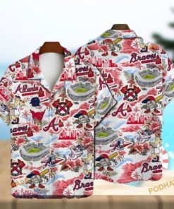 MLB Atlanta Braves Hawaiian Shirt Baseball Pattern, White Background Design