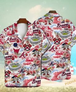 MLB Atlanta Braves Hawaiian Shirt Baseball Pattern, White Background Design