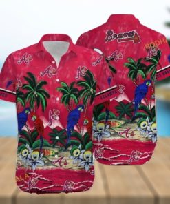 MLB Atlanta Braves Hawaiian Shirt Parrot & Coconut Trees, Tropical Style