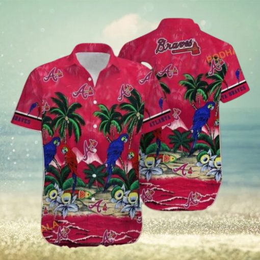 MLB Atlanta Braves Hawaiian Shirt Parrot & Coconut Trees, Tropical Style