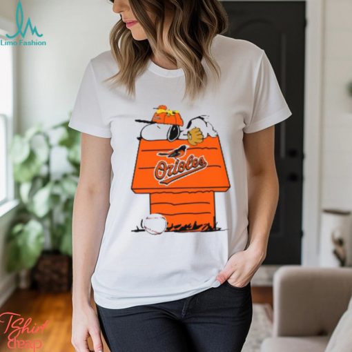 MLB Baltimore Orioles Snoopy Woodstock The Peanuts Movie Baseball T Shirt