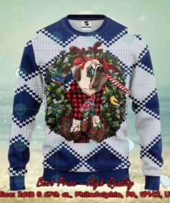 MLB Cleveland Guardians Pug Candy Cane Ugly Christmas Sweater
