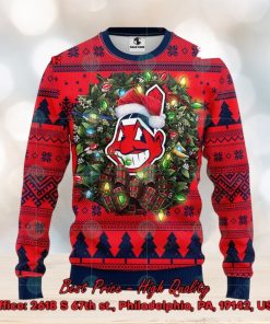 MLB Cleveland Guardians Santa Hat Christmas Circle Ugly Christmas Sweater