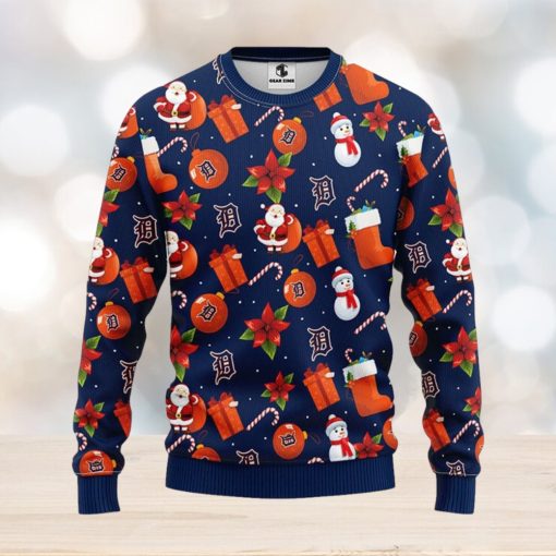 MLB Detroit Tigers Santa Claus Christmas Decorations Ugly Christmas Sweater