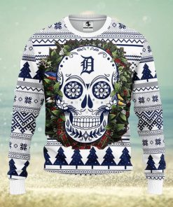MLB Detroit Tigers Skull Flower Ugly Christmas Sweater