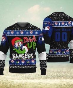 MLB Grinch Drink Up Texas Rangers Custom Ugly Christmas Sweater