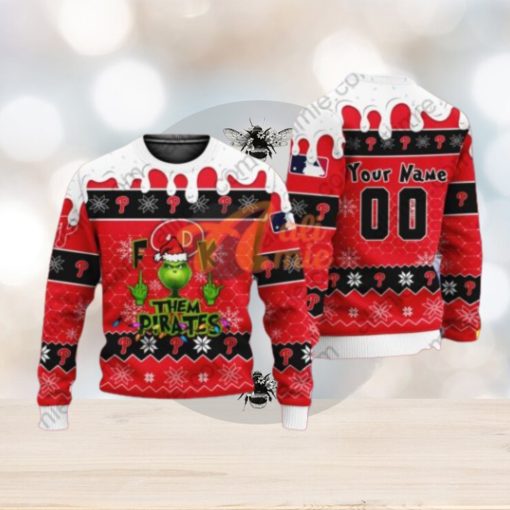 MLB Grinch Fuck Them Philadelphia Phillies Custom 3D Printed Ugly Christmas Sweater