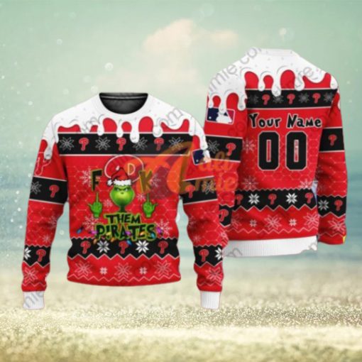 MLB Grinch Fuck Them Philadelphia Phillies Custom 3D Printed Ugly Christmas Sweater