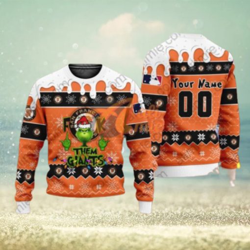 MLB Grinch Fuck Them San Francisco Giants Custom Ugly Xmas Wool Knitted Sweater