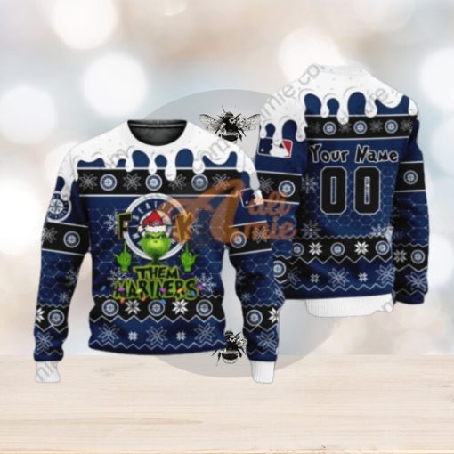 MLB Grinch Fuck Them Seattle Mariners Custom Ugly Christmas Holiday Sweater