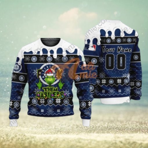 MLB Grinch Fuck Them Seattle Mariners Custom Ugly Christmas Holiday Sweater