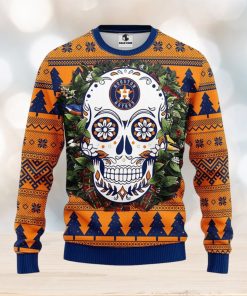 MLB Houston Astros Skull Flower Ugly Christmas Sweater