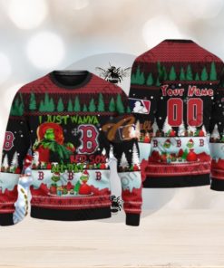 MLB I Just Wanna Boston Red Sox All Day Grinch Ugly Wool Sweater