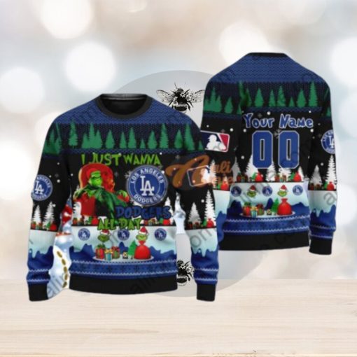 MLB I Just Wanna Los Angeles Dodgers All Day Grinch Sweater