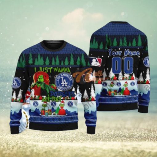 MLB I Just Wanna Los Angeles Dodgers All Day Grinch Sweater