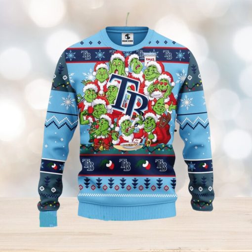 MLB Tampa Bay Rays Cute 12 Grinch Face Xmas Day Ugly Christmas Sweater Sport Fans Men And Women Christmas Gift