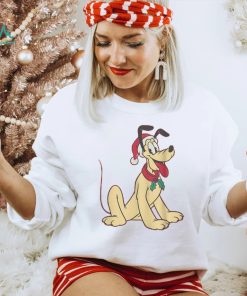 Mad Engine Pluto Mickey & Friends Youth Red Santa Hat Graphic T Shirt